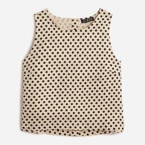 J. Crew Maxine button-back top in dot linen Black and Cream Polka Dot NWOT